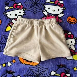 Better / Together tan/cream sweat shorts.